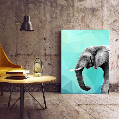 Elephant 001 Blue Abstract Animal Canvas