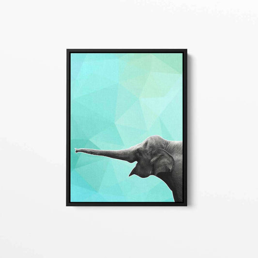 Elephant 002 Blue Abstract Animal Canvas