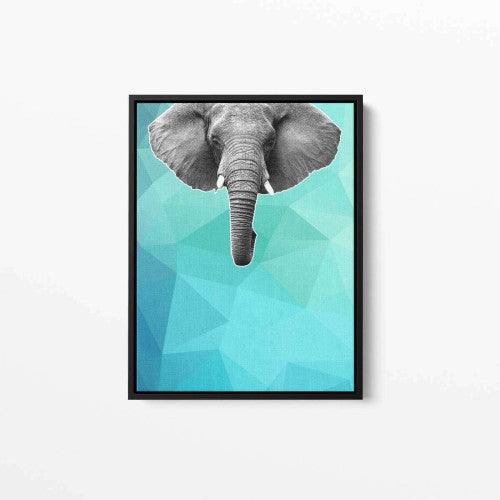 Elephant 003 Blue Abstract Animal Canvas