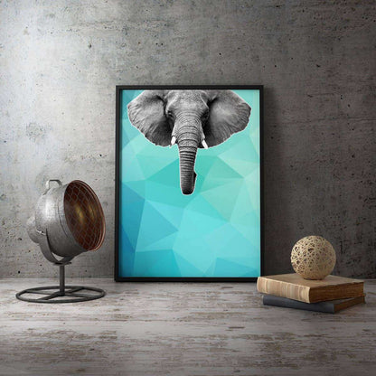 Elephant 003 Blue Abstract Animal Canvas