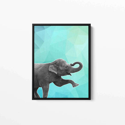 Elephant 004 Blue Abstract Animal Canvas