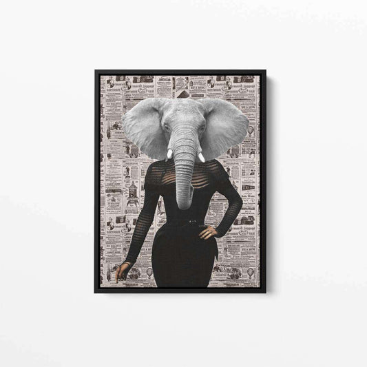Elephant Lady Old Newspaper Canvas