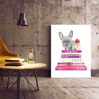 Fashion Books French Bulldog Canvas