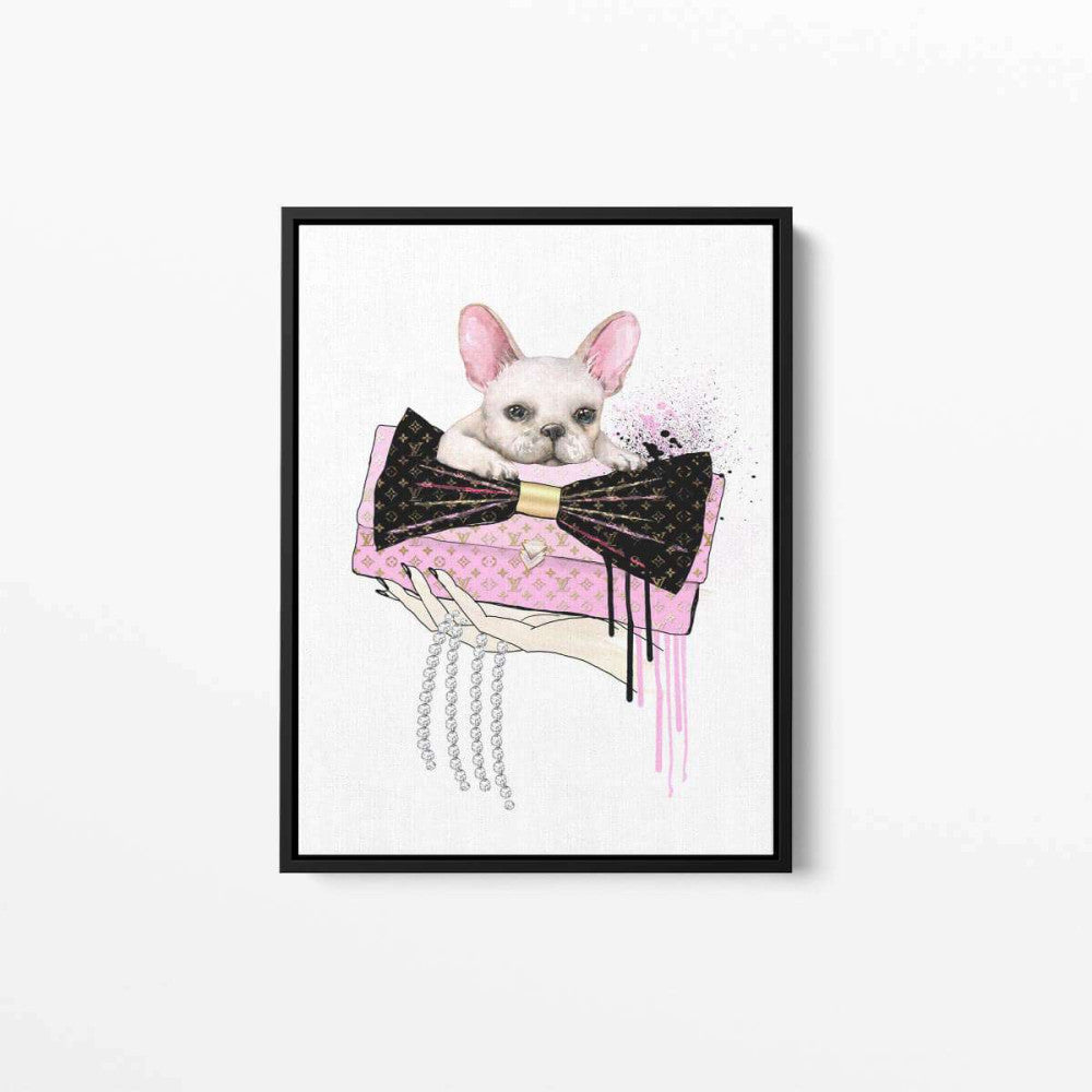 Fashion Bow Bulldog Canvas