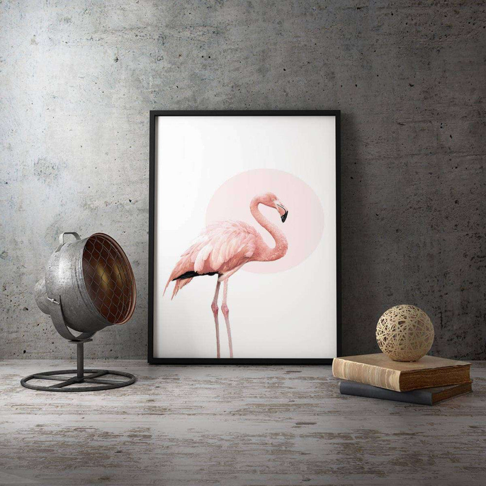 Flamingo Circle Animal Canvas