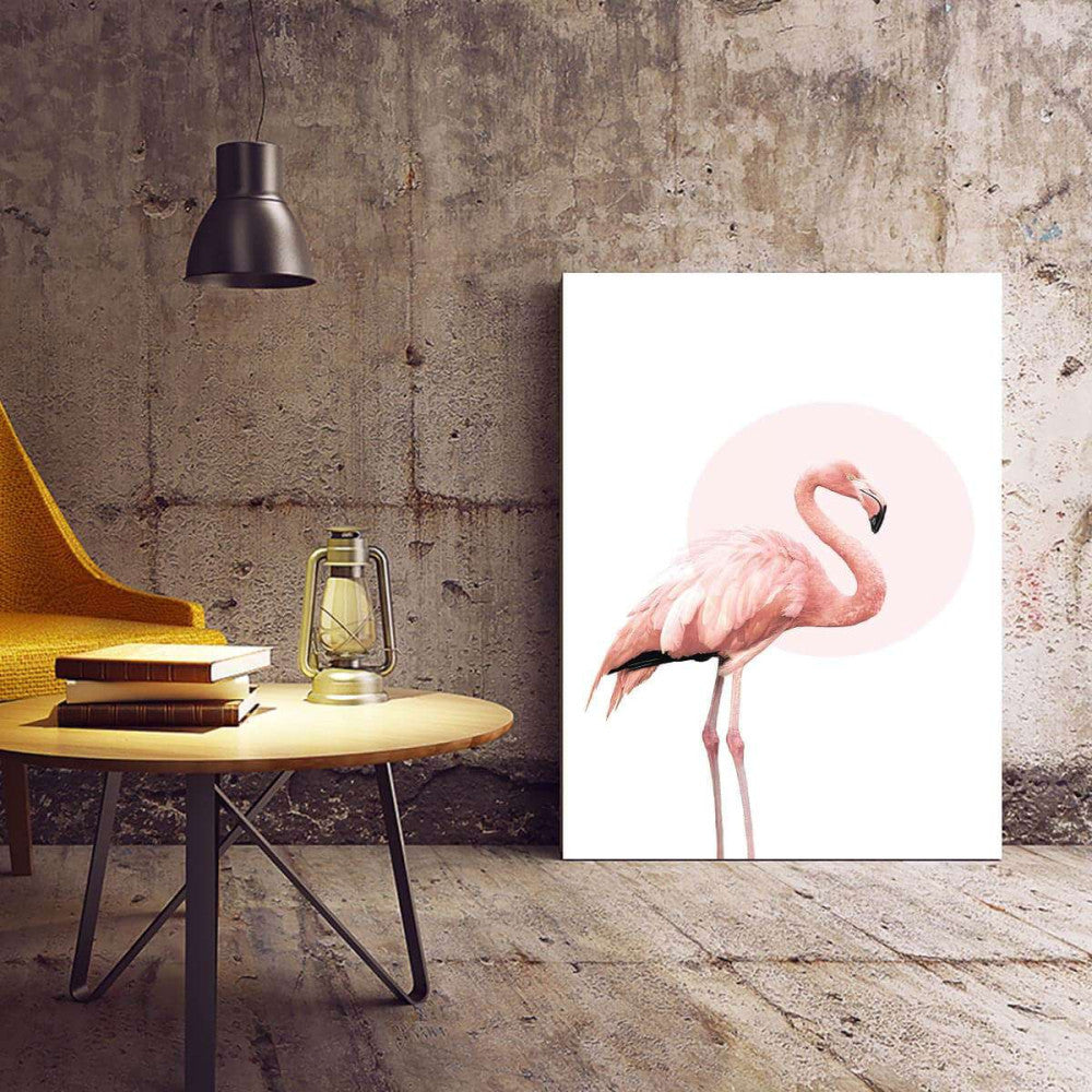 Flamingo Circle Animal Canvas