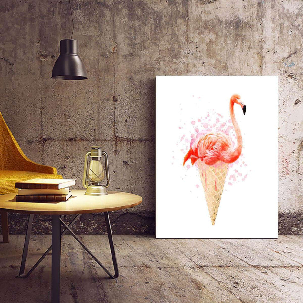 Flamingo Cone Animal Home Canvas