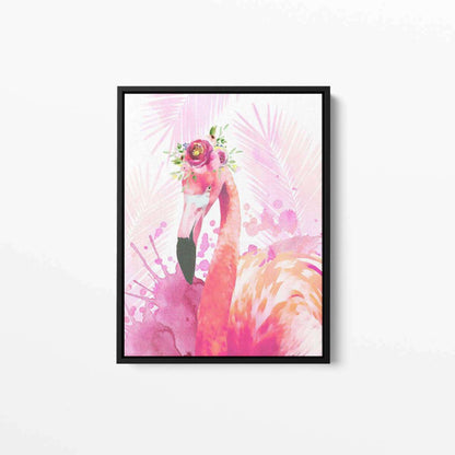 Flamingo Flower Crown Animal Home Nursery Canvas