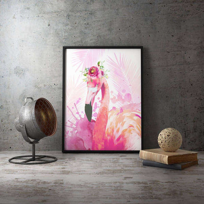 Flamingo Flower Crown Animal Home Nursery Canvas