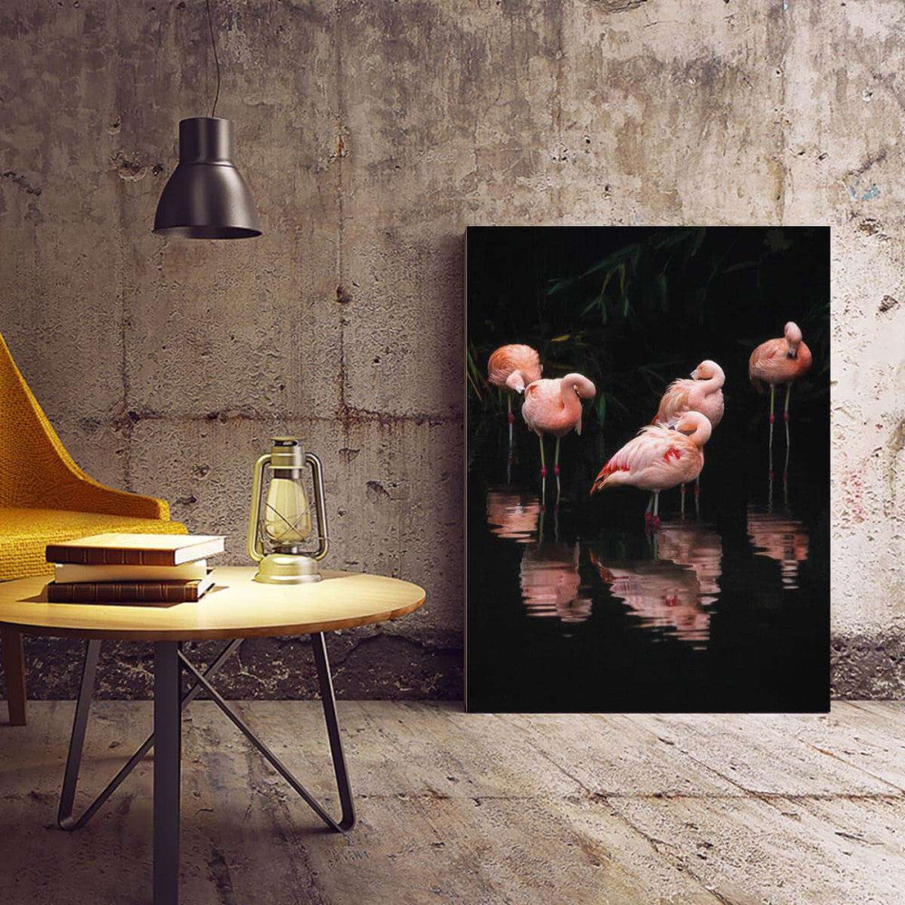 Flamingos in the dark Canvas