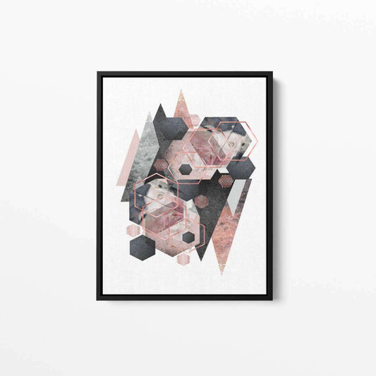 Geometric Overload Grey Pink Abstract Canvas