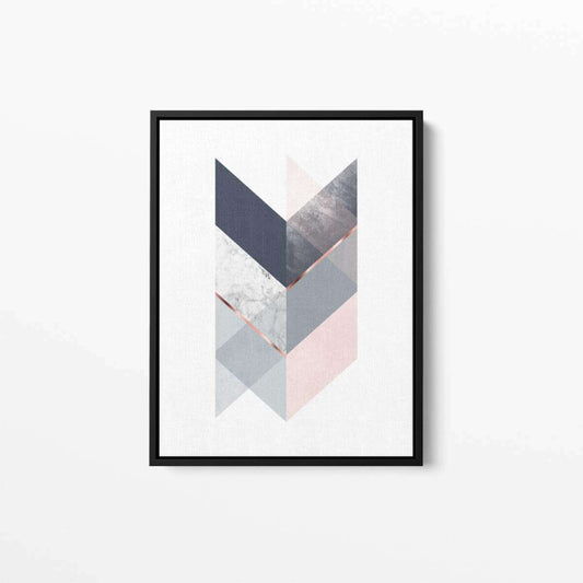 Geometrical Arrow Blush Pink Navy Canvas