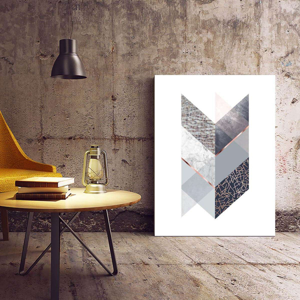 Geometrical Arrow Navy Snake Copper Grey Canvas