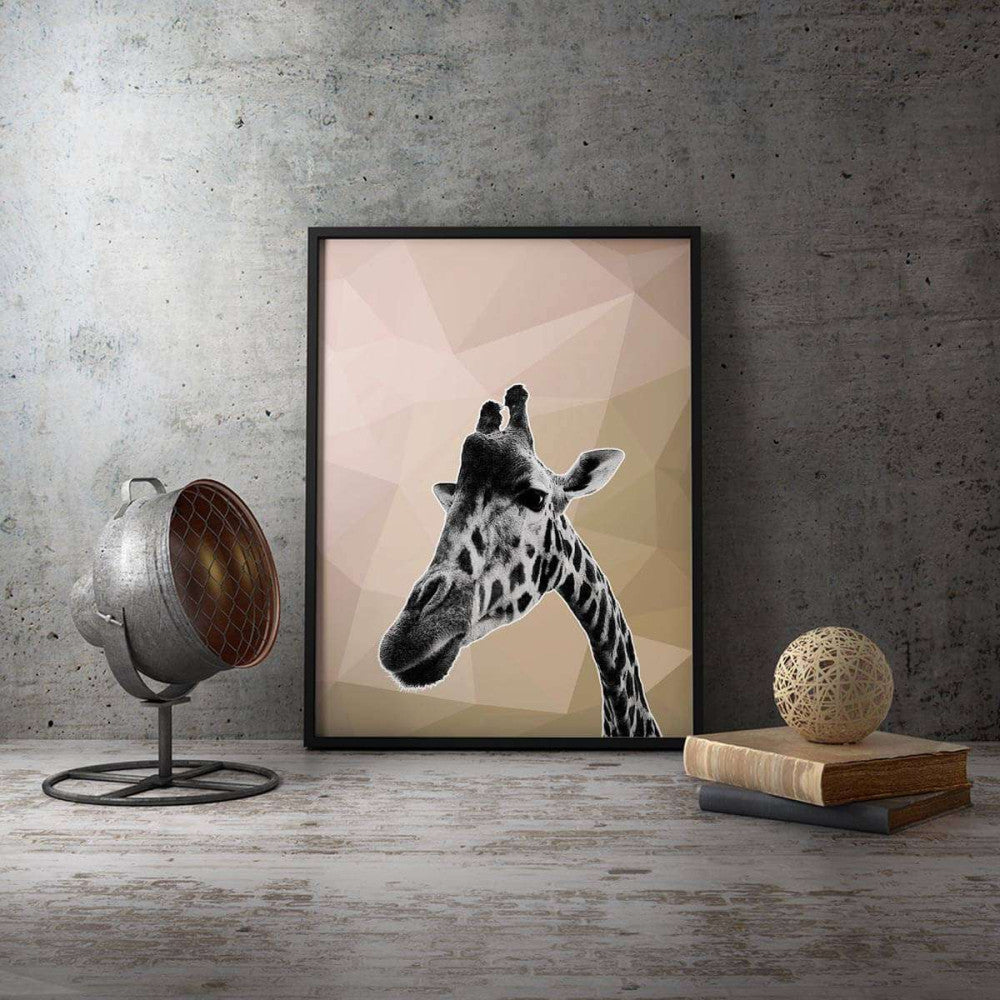 Giraffe Beige Abstract Animal 003 Canvas