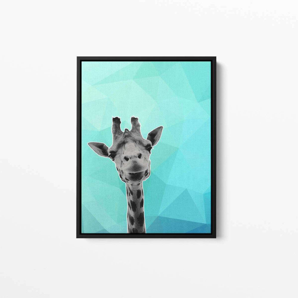 Giraffe Blue Abstract 001 Animal Canvas