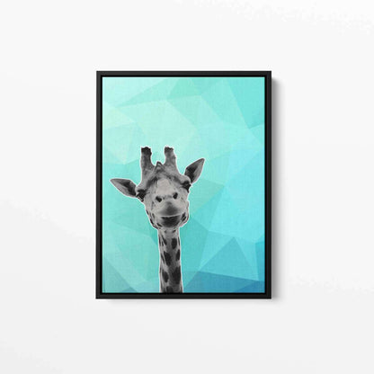 Giraffe Blue Abstract 001 Animal Canvas