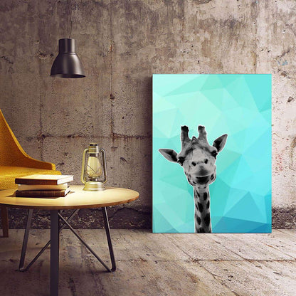 Giraffe Blue Abstract 001 Animal Canvas