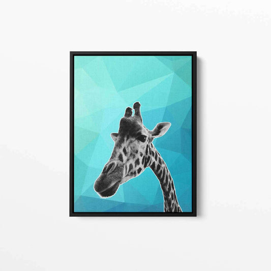 Giraffe Blue Abstract 003 Animal Canvas