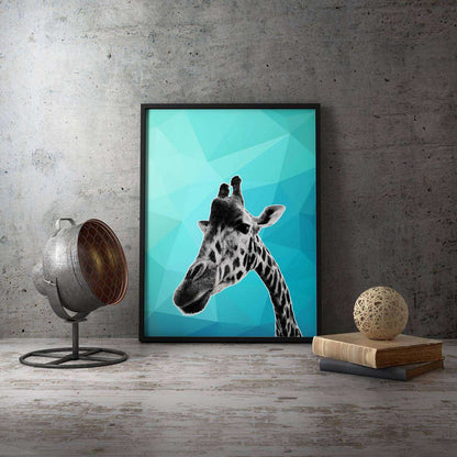 Giraffe Blue Abstract 003 Animal Canvas