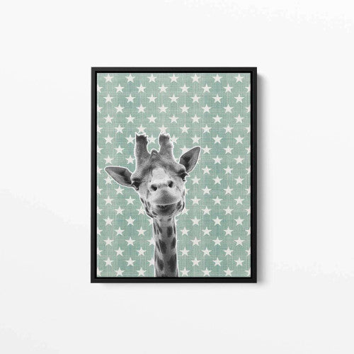 Giraffe Green Star 001 Animal Canvas