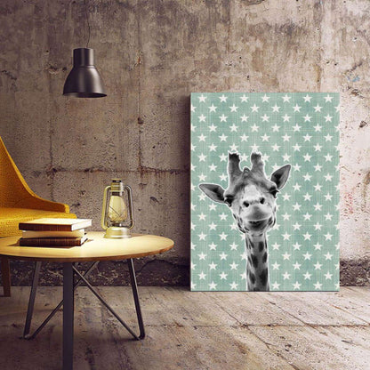 Giraffe Green Star 001 Animal Canvas