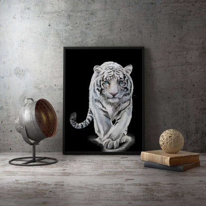 Snow Tiger Confetti Animal Canvas