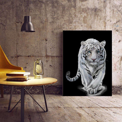 Snow Tiger Confetti Animal Canvas