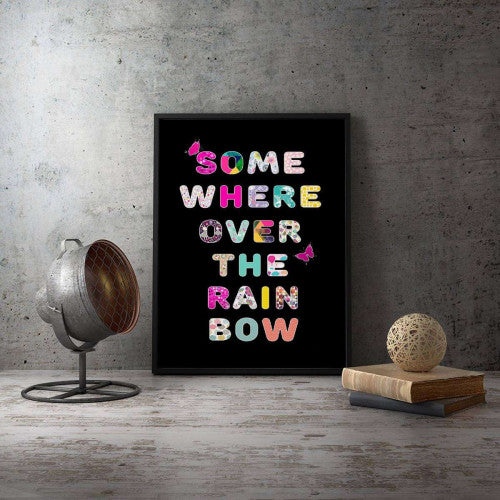 Somewhere Over the Rainbow Typography Canvas