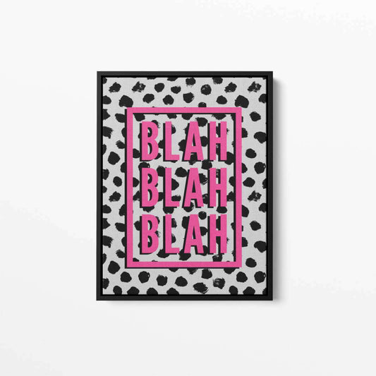 Blah Blah Blah Polka Dot Typography Canvas