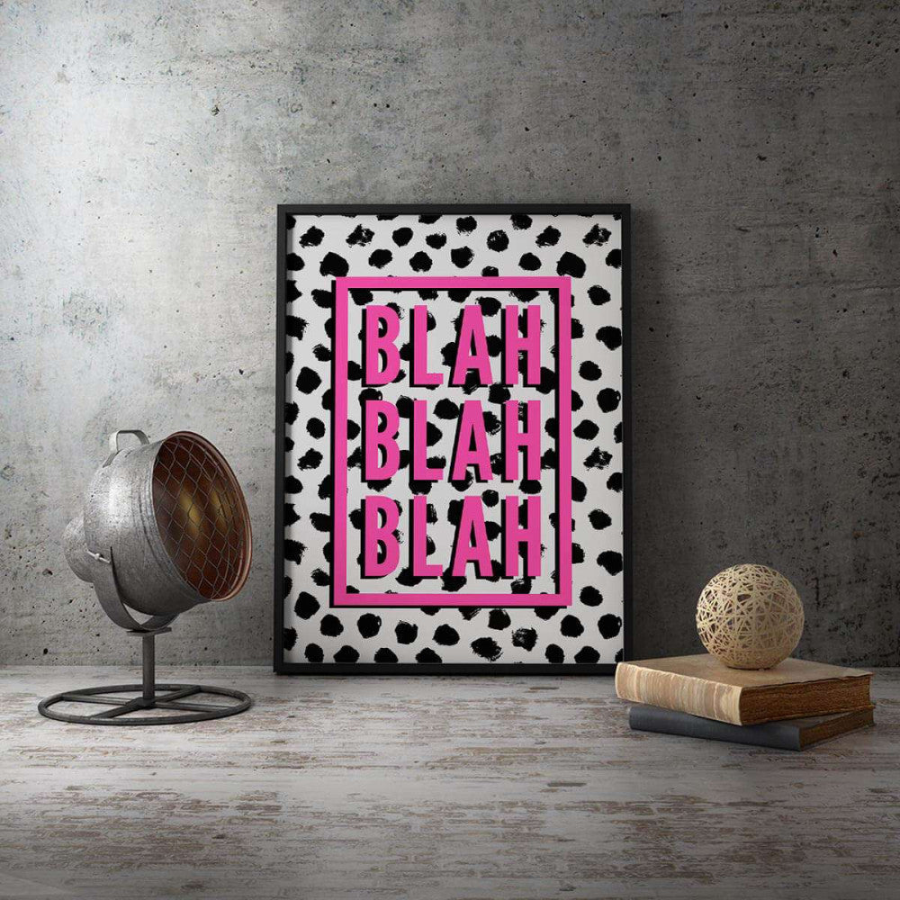 Blah Blah Blah Polka Dot Typography Canvas