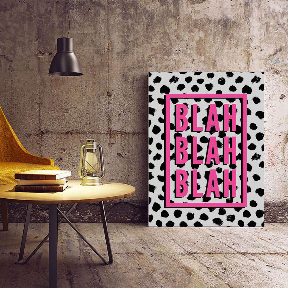 Blah Blah Blah Polka Dot Typography Canvas