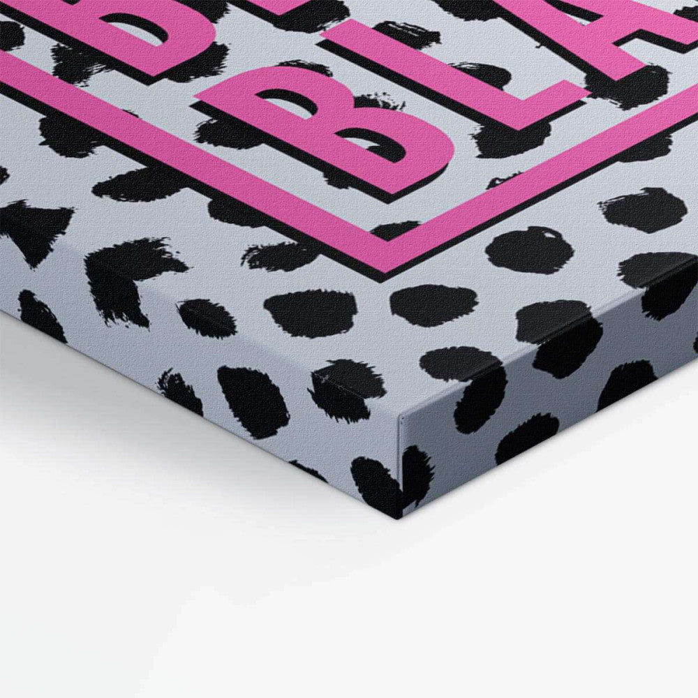 Blah Blah Blah Polka Dot Typography Canvas