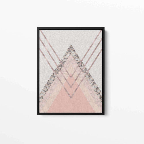 Triangles Marble Bronze Pink Abstract Canvas