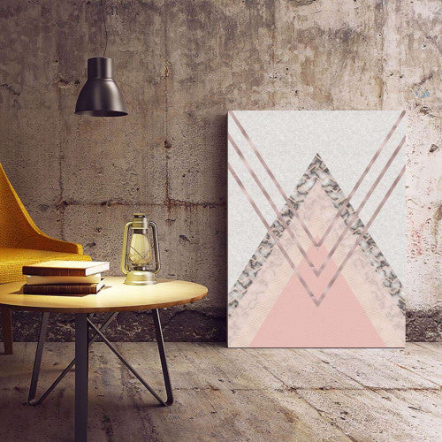 Triangles Marble Bronze Pink Abstract Canvas