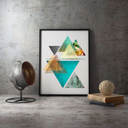 Triangles Abstract Aqua Canvas