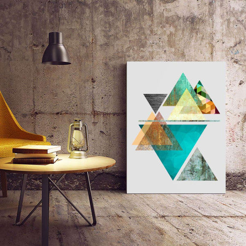 Triangles Abstract Aqua Canvas