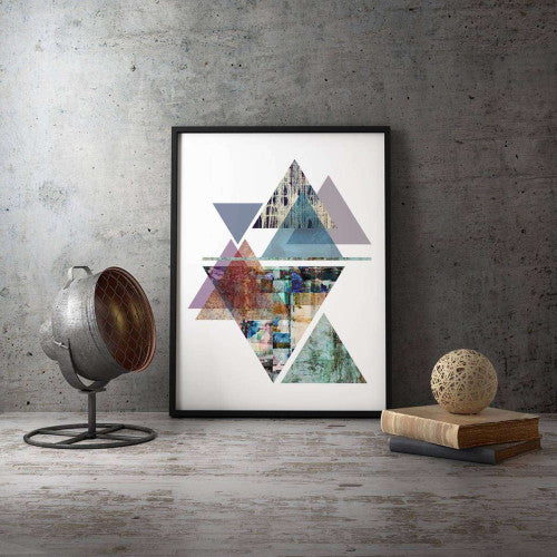 Triangles Abstract Blue Canvas