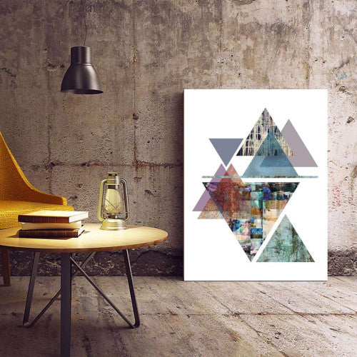 Triangles Abstract Blue Canvas