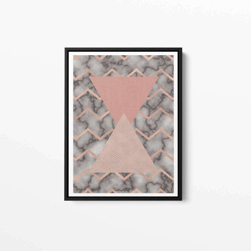 Triangles Abstract Blush Pink Marble Canvas