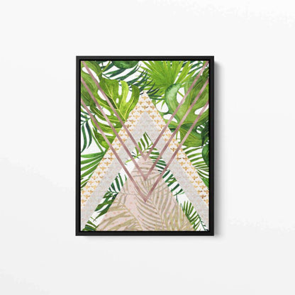 Tropical Leaves Gold Bees Triangles Geometrical Canvas