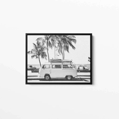 VW Camper Palm Tree Beach Canvas