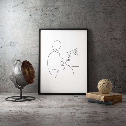 Love Figures Line Abstract Canvas