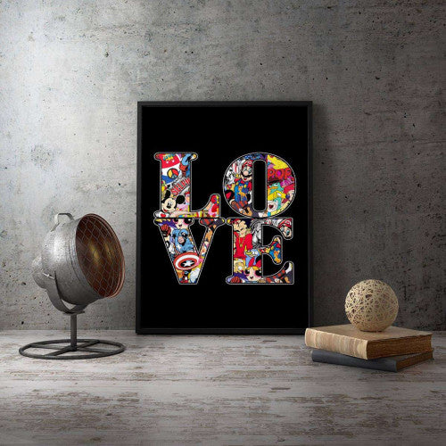 Love in Black Pop Graffiti Typography Canvas