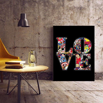 Love in Black Pop Graffiti Typography Canvas