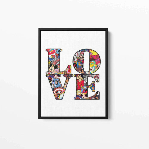 Love in White Pop Graffiti Typography Canvas