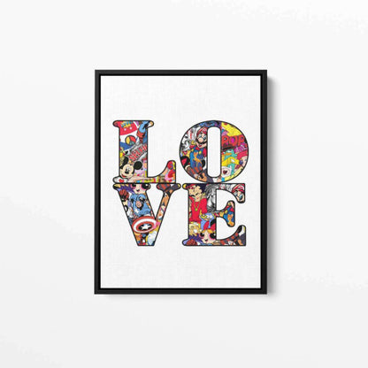 Love in White Pop Graffiti Typography Canvas