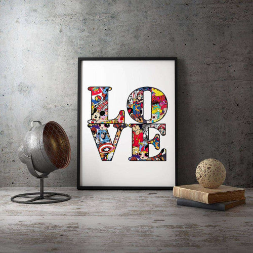 Love in White Pop Graffiti Typography Canvas