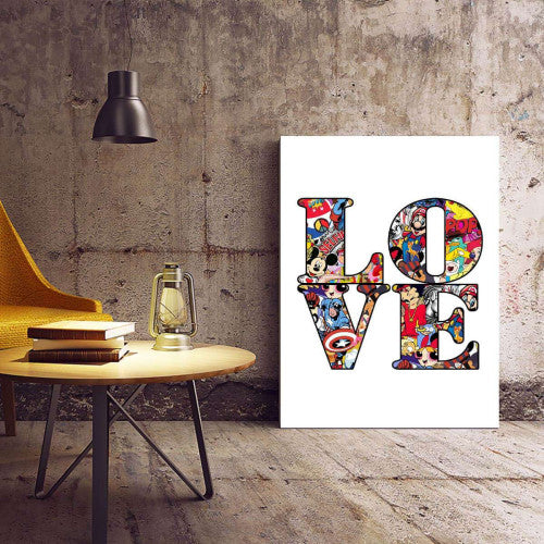 Love in White Pop Graffiti Typography Canvas