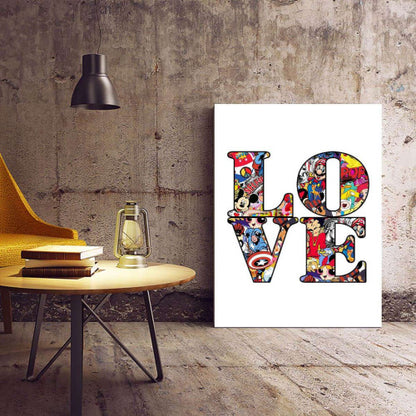 Love in White Pop Graffiti Typography Canvas