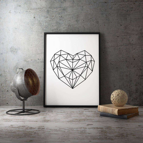 Love Heart Geometric Abstract Canvas